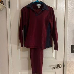 Maroon beaux art brand pajama set. Pants and long sleeve shirt